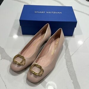 Stuart Weirzman Anicia 25 Pump, Smooth Calf Nude (Size 10B)